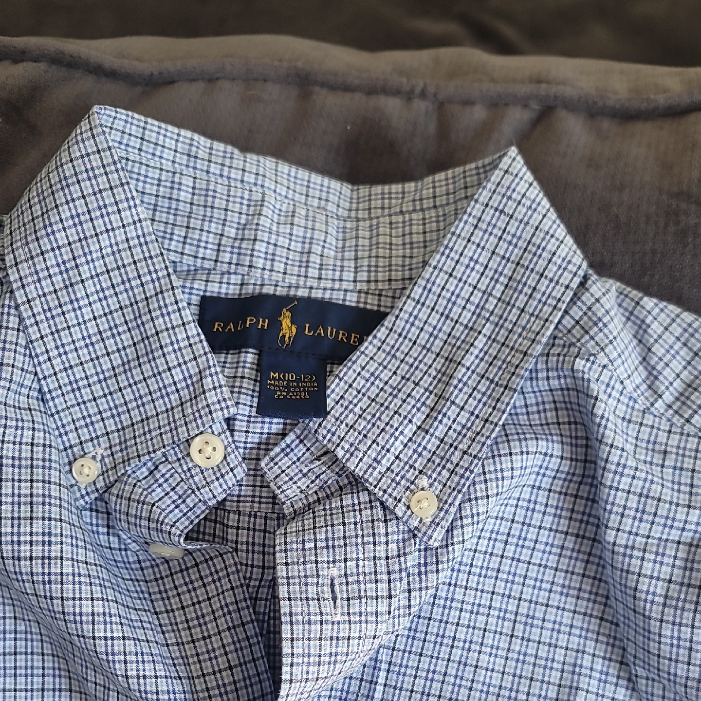 Ralph Lauren Boy's Navy And White Plaid Shirt